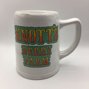 Vintage White Knott's Berry Farm 5" Mug Coffee Hot Chocolate Green Orange Yellow